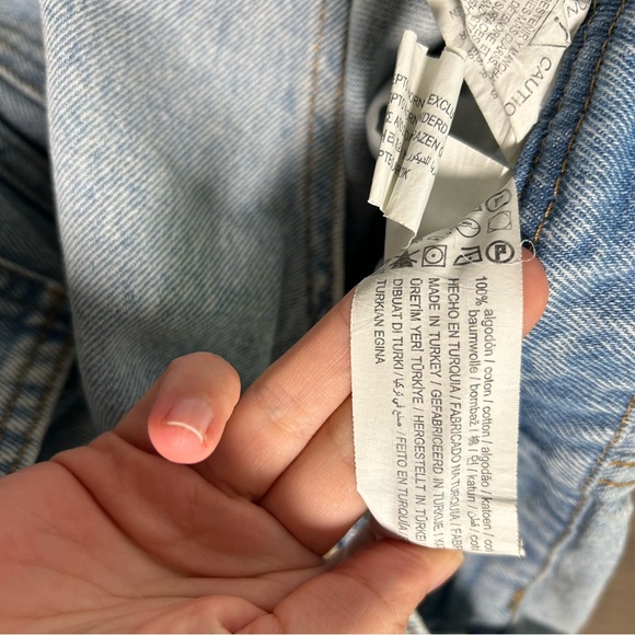 Women’s Pull & Bear Denim Overalls Dungarees Light Blue 100% Cotton Sz Small - Picture 7 of 7